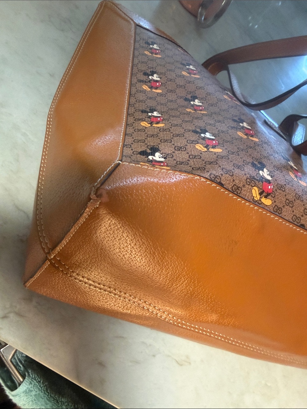 Gucci X Disney Brown and Tan Mickey Mouse Tote with Wrist Pouch - Picture 12 of 16